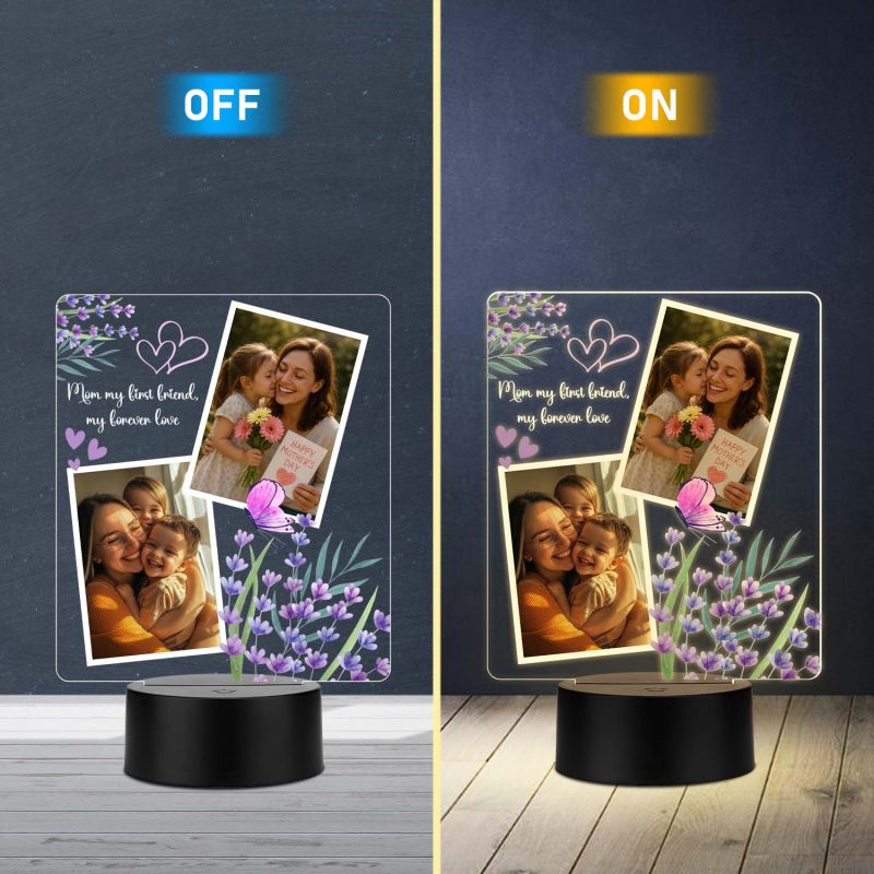 Personalized Mom “My First Friend” Engraved Night Lamp with Warm White Light & USB Powered
